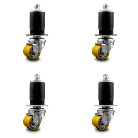Service Caster Low Profile Polyurethane 35mm Wheel 1-1/2 Inch Expanding Stem Caster, 4PK SCC-EX04S13810-PUB-112-4